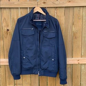Tommy Hilfiger navy blue bomber type jacket medium
